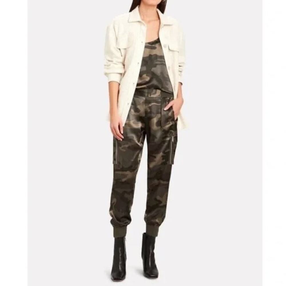 ATM Cargo Joggers Green Camo Small Silk Drawstring Waist Pockets